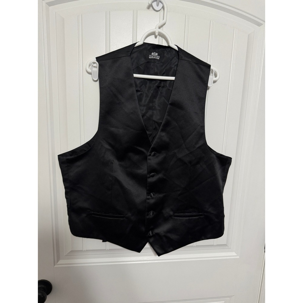 Stafford Suit Vest Mens 42 Classic Satin Finish Adjustable Back EUC